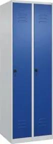C+P Wäsche-Spind Classic PLUS, 2 Abteile, 1850x600x500mm, 7035/5010 Verschluss Sicherheits-Drehriegel