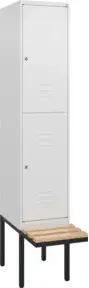 C+P Doppelstock-Spind Classic PLUS, Bank, 1 Abteil, 2120x400x815mm, 9016/9016 Verschluss Zylinderschloss Sitzbanktyp auskragend Material Sitzfläche Buche-Hartholz