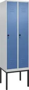 C+P Spind Classic PLUS, Gestell, 2 Abteile, 2120x600x500mm, 7035/5023 Verschluss Sicherheits-Drehriegel 3 Garderobenhaken