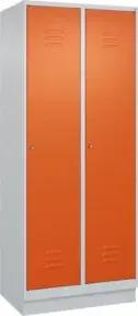 C+P Spind Classic PLUS, Sockel, 2 Abteile, 1950x800x500mm, 7035/2004 Verschluss Zylinderschloss 4 Garderobenhaken