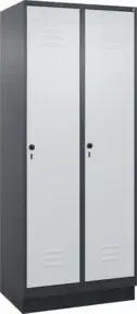 C+P Wäsche-Spind Classic PLUS, Sockel, 2 Abteile, 1950x800x500mm, 7016/7035 Verschluss Sicherheits-Drehriegel