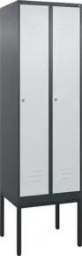 C+P Spind Classic PLUS, Gestell, 2 Abteile, 2120x600x500mm, 7016/7035 Verschluss Zylinderschloss 3 Garderobenhaken