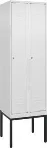 C+P Spind Classic PLUS, Gestell, 2 Abteile, 2120x600x500mm, 9016/9016 Verschluss Zylinderschloss 3 Garderobenhaken