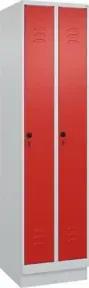 C+P Spind Classic PLUS, Sockel, 2 Abteile, 1950x500x500mm, 7035/3020 Verschluss Sicherheits-Drehriegel 3 Garderobenhaken