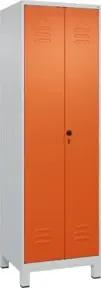 C+P Schwarz-Weiß-Spind Classic PLUS, Füße, 2 Abteile, 1950x600x500mm, 7035/2004 Verschluss Sicherheits-Drehriegel
