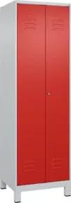 C+P Wäsche-Spind Classic PLUS, Füße, 2 Abteile, 1950x600x500mm, 7035/3020 Verschluss Zylinderschloss Trennwand mittig
