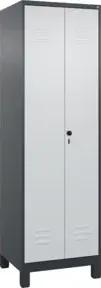 C+P Schwarz-Weiß-Spind Classic PLUS, Füße, 2 Abteile, 1950x600x500mm, 7016/7035 Verschluss Sicherheits-Drehriegel