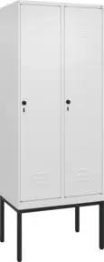 C+P Spind Classic PLUS, Gestell, 2 Abteile, 2120x800x500mm, 9016/9016 Verschluss Sicherheits-Drehriegel 4 Garderobenhaken