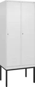 C+P Spind Classic PLUS, Gestell, 2 Abteile, 2120x800x500mm, 9016/9016 Verschluss Zylinderschloss 4 Garderobenhaken
