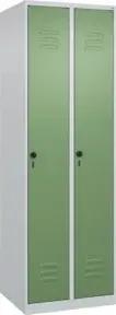 C+P Wäsche-Spind Classic PLUS, 2 Abteile, 1850x600x500mm, 7035/6011 Verschluss Sicherheits-Drehriegel