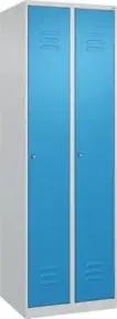 C+P Wäsche-Spind Classic PLUS, 2 Abteile, 1850x600x500mm, 7035/5012 Verschluss Zylinderschloss