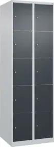 C+P Schließfachschrank Classic PLUS, 2 Abteile, 1850x600x500mm, 7035/7016 Innenhöhe Gefach oben (oberes 365 mm Front RAL 7016 Anthrazitgrau