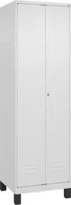C+P Wäsche-Spind Classic PLUS, Füße, 2 Abteile, 1950x600x500mm, 9016/9016 Verschluss Zylinderschloss Trennwand mittig