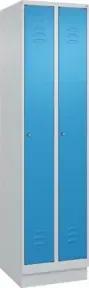 C+P Spind Classic PLUS, Sockel, 2 Abteile, 1950x500x500mm, 7035/5012 Verschluss Zylinderschloss 3 Garderobenhaken