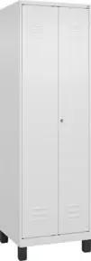 C+P Schwarz-Weiß-Spind Classic PLUS, Füße, 2 Abteile, 1950x600x500mm, 9016/9016 Verschluss Zylinderschloss