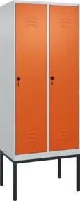 C+P Spind Classic PLUS, Gestell, 2 Abteile, 2120x800x500mm, 7035/2004 Verschluss Sicherheits-Drehriegel 4 Garderobenhaken