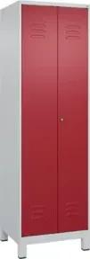 C+P Schwarz-Weiß-Spind Classic PLUS, Füße, 2 Abteile, 1950x600x500mm, 7035/3003 Verschluss Zylinderschloss
