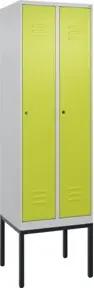 C+P Spind Classic PLUS, Gestell, 2 Abteile, 2120x600x500mm, 7035/0024 Verschluss Zylinderschloss 4 Garderobenhaken Trennwand mittig