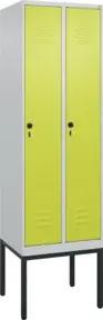 C+P Spind Classic PLUS, Gestell, 2 Abteile, 2120x600x500mm, 7035/0024 Verschluss Sicherheits-Drehriegel 3 Garderobenhaken