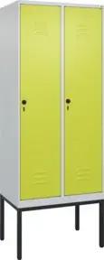 C+P Spind Classic PLUS, Gestell, 2 Abteile, 2120x800x500mm, 7035/0024 Verschluss Sicherheits-Drehriegel 4 Garderobenhaken