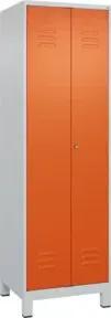 C+P Wäsche-Spind Classic PLUS, Füße, 2 Abteile, 1950x600x500mm, 7035/2004 Verschluss Zylinderschloss Trennwand mittig