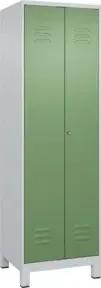 C+P PSA Doppel-Spind Classic PLUS, Füße, 2 Abteile, 1950x600x500mm, 7035/6011 Verschluss Zylinderschloss