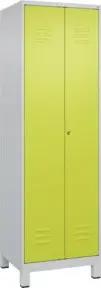 C+P Schwarz-Weiß-Spind Classic PLUS, Füße, 2 Abteile, 1950x600x500mm, 7035/0024 Verschluss Zylinderschloss