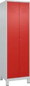 C+P Schwarz-Weiß-Spind Classic PLUS, Füße, 2 Abteile, 1950x600x500mm, 7035/3020 Verschluss Zylinderschloss