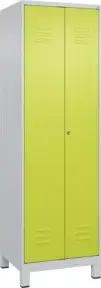 C+P Wäsche-Spind Classic PLUS, Füße, 2 Abteile, 1950x600x500mm, 7035/0024 Verschluss Zylinderschloss Trennwand mittig