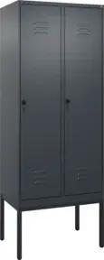 C+P Spind Classic PLUS, Gestell, 2 Abteile, 2120x800x500mm, 7016/7016 Verschluss Sicherheits-Drehriegel 4 Garderobenhaken