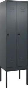C+P Spind Classic PLUS, Gestell, 2 Abteile, 2120x600x500mm, 7016/7016 Verschluss Sicherheits-Drehriegel 3 Garderobenhaken