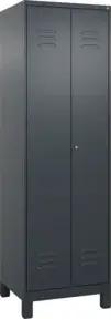 C+P Schwarz-Weiß-Spind Classic PLUS, Füße, 2 Abteile, 1950x600x500mm, 7016/7016 Verschluss Zylinderschloss