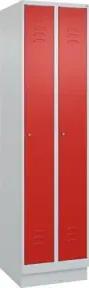 C+P Spind Classic PLUS, Sockel, 2 Abteile, 1950x500x500mm, 7035/3020 Verschluss Zylinderschloss 3 Garderobenhaken