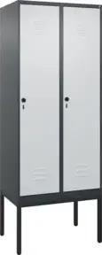 C+P Spind Classic PLUS, Gestell, 2 Abteile, 2120x800x500mm, 7016/7035 Verschluss Sicherheits-Drehriegel 4 Garderobenhaken