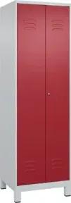 C+P PSA Doppel-Spind Classic PLUS, Füße, 2 Abteile, 1950x600x500mm, 7035/3003 Verschluss Zylinderschloss
