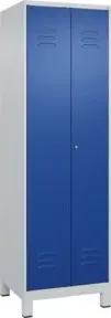C+P Schwarz-Weiß-Spind Classic PLUS, Füße, 2 Abteile, 1950x600x500mm, 7035/5010 Verschluss Zylinderschloss