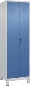 C+P PSA Doppel-Spind Classic PLUS, Füße, 2 Abteile, 1950x600x500mm, 7035/5023 Verschluss Sicherheits-Drehriegel
