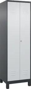 C+P Schwarz-Weiß-Spind Classic PLUS, Füße, 2 Abteile, 1950x600x500mm, 7016/7035 Verschluss Zylinderschloss