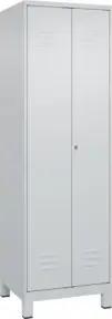 C+P PSA Doppel-Spind Classic PLUS, Füße, 2 Abteile, 1950x600x500mm, 7035/7035 Verschluss Zylinderschloss