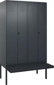 C+P PSA Doppel-Spind Classic PLUS, Bank, 4 Abteile, 2120x1200x815mm, 7016/7016 Verschluss Sicherheits-Drehriegel Sitzbanktyp auskragend Material Sitzfläche Kunststoff