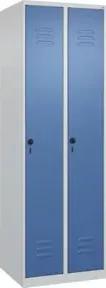C+P Wäsche-Spind Classic PLUS, 2 Abteile, 1850x600x500mm, 7035/5023 Verschluss Sicherheits-Drehriegel