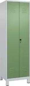 C+P PSA Doppel-Spind Classic PLUS, Füße, 2 Abteile, 1950x600x500mm, 7035/6011 Verschluss Sicherheits-Drehriegel