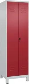 C+P PSA Doppel-Spind Classic PLUS, Füße, 2 Abteile, 1950x600x500mm, 7035/3003 Verschluss Sicherheits-Drehriegel