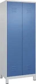 C+P Schwarz-Weiß-Spind Classic PLUS, Füße, 2 Abteile, 1950x800x500mm, 7035/5023 Verschluss Zylinderschloss