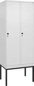 C+P Spind Classic PLUS, Gestell, 2 Abteile, 2120x800x500mm, 9016/9016 Verschluss Sicherheits-Drehriegel 4 Garderobenhaken Trennwand mittig