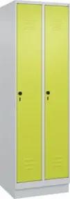 C+P Spind Classic PLUS, Sockel, 2 Abteile, 1950x600x500mm, 7035/0024 Verschluss Sicherheits-Drehriegel 3 Garderobenhaken