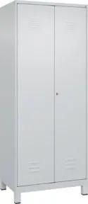 C+P Wäsche-Spind Classic PLUS, Füße, 2 Abteile, 1950x800x500mm, 7035/7035 Verschluss Zylinderschloss Trennwand mittig