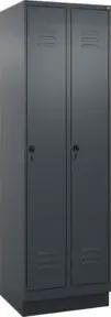 C+P Spind Classic PLUS, Sockel, 2 Abteile, 1950x600x500mm, 7016/7016 Verschluss Sicherheits-Drehriegel 3 Garderobenhaken