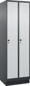 C+P Spind Classic PLUS, Sockel, 2 Abteile, 1950x600x500mm, 7016/7035 Verschluss Sicherheits-Drehriegel 3 Garderobenhaken