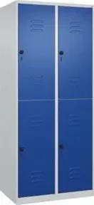C+P Doppelstock-Spind Classic PLUS, 2 Abteile, 1850x800x500mm, 7035/5010 Verschluss Sicherheits-Drehriegel